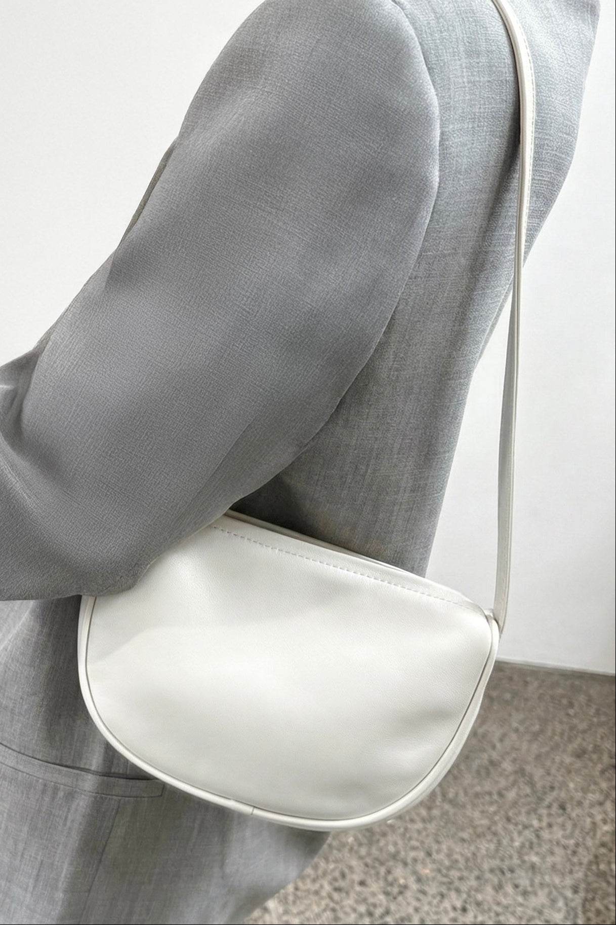 Mini Saddle Shoulder Bag in Smooth Off White