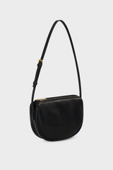 Mini Saddle Shoulder Bag in Smooth Black