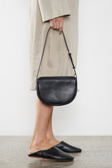 Mini Saddle Shoulder Bag in Smooth Black