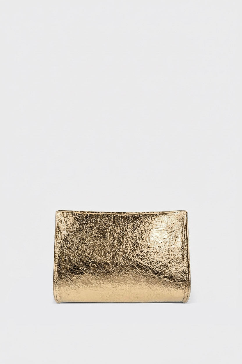 Mini Teardrop Clutch in Metallic Gold
