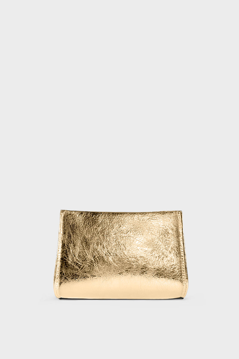 Mini Teardrop Clutch in Metallic Gold