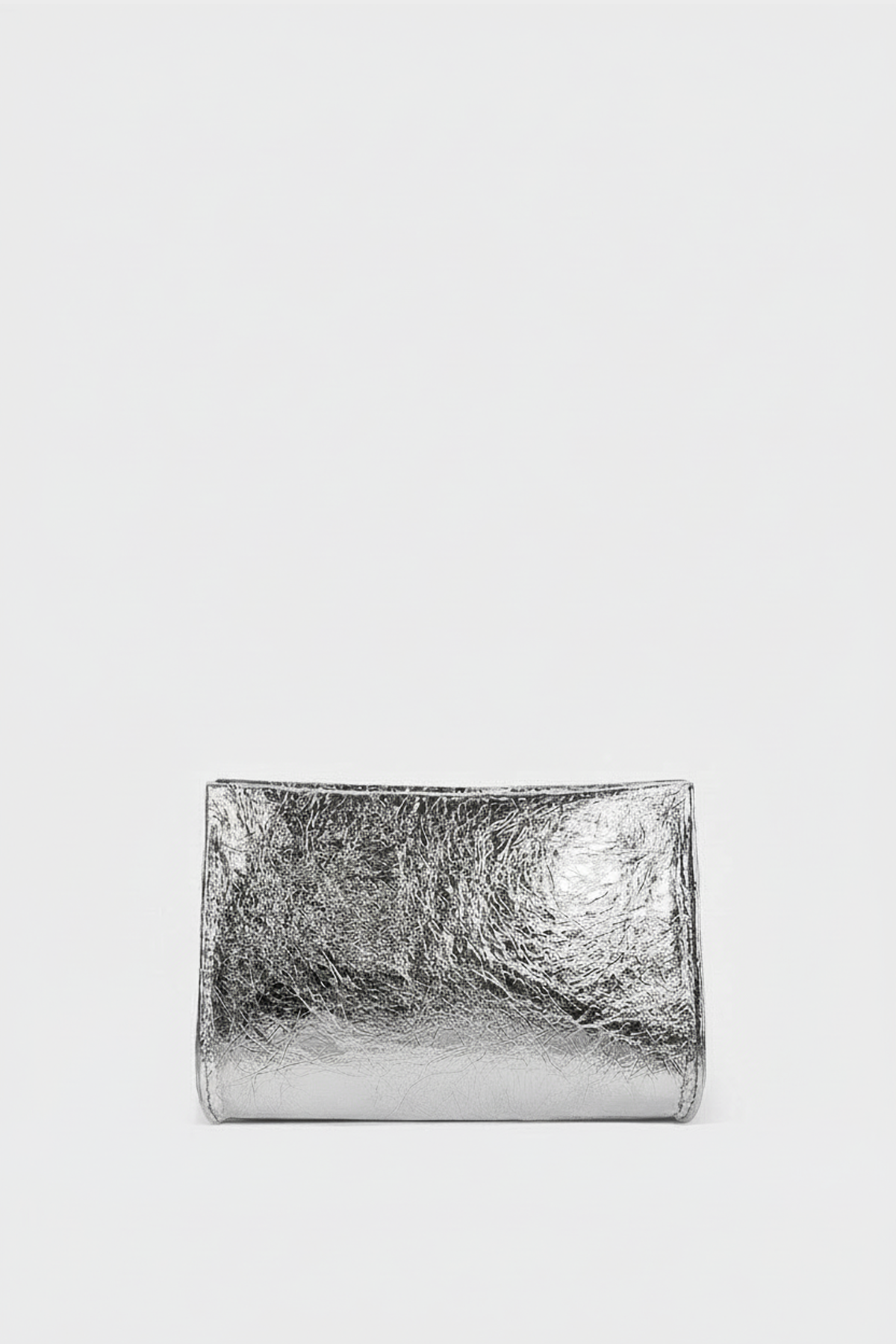 Mini Teardrop Clutch in Metallic Silver