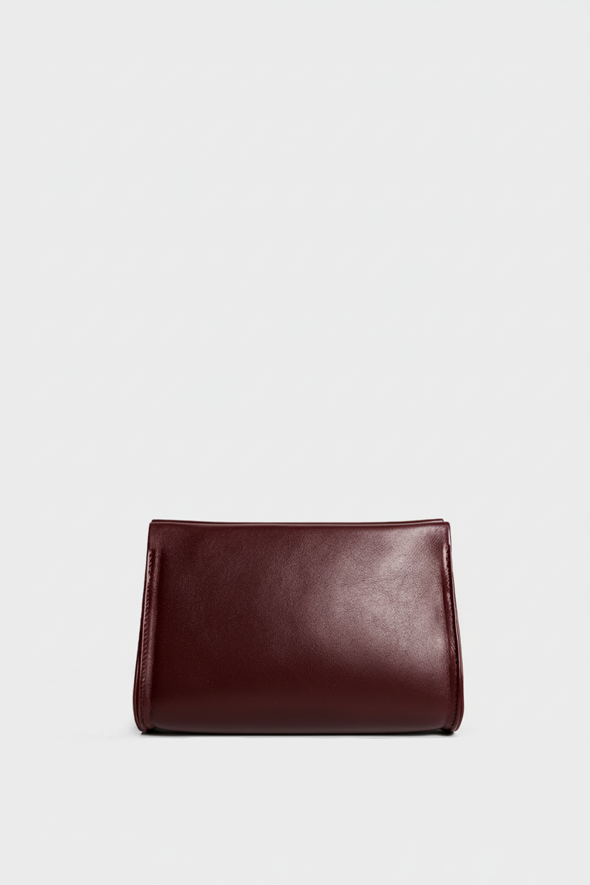 Mini Teardrop Clutch in Smooth Burgundy
