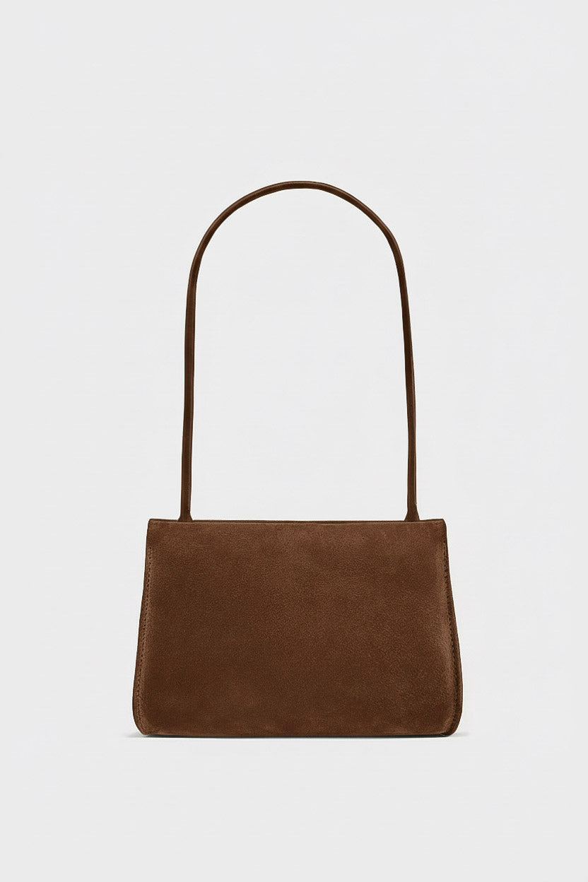 Mini Teardrop Clutch in Suede Chestnut