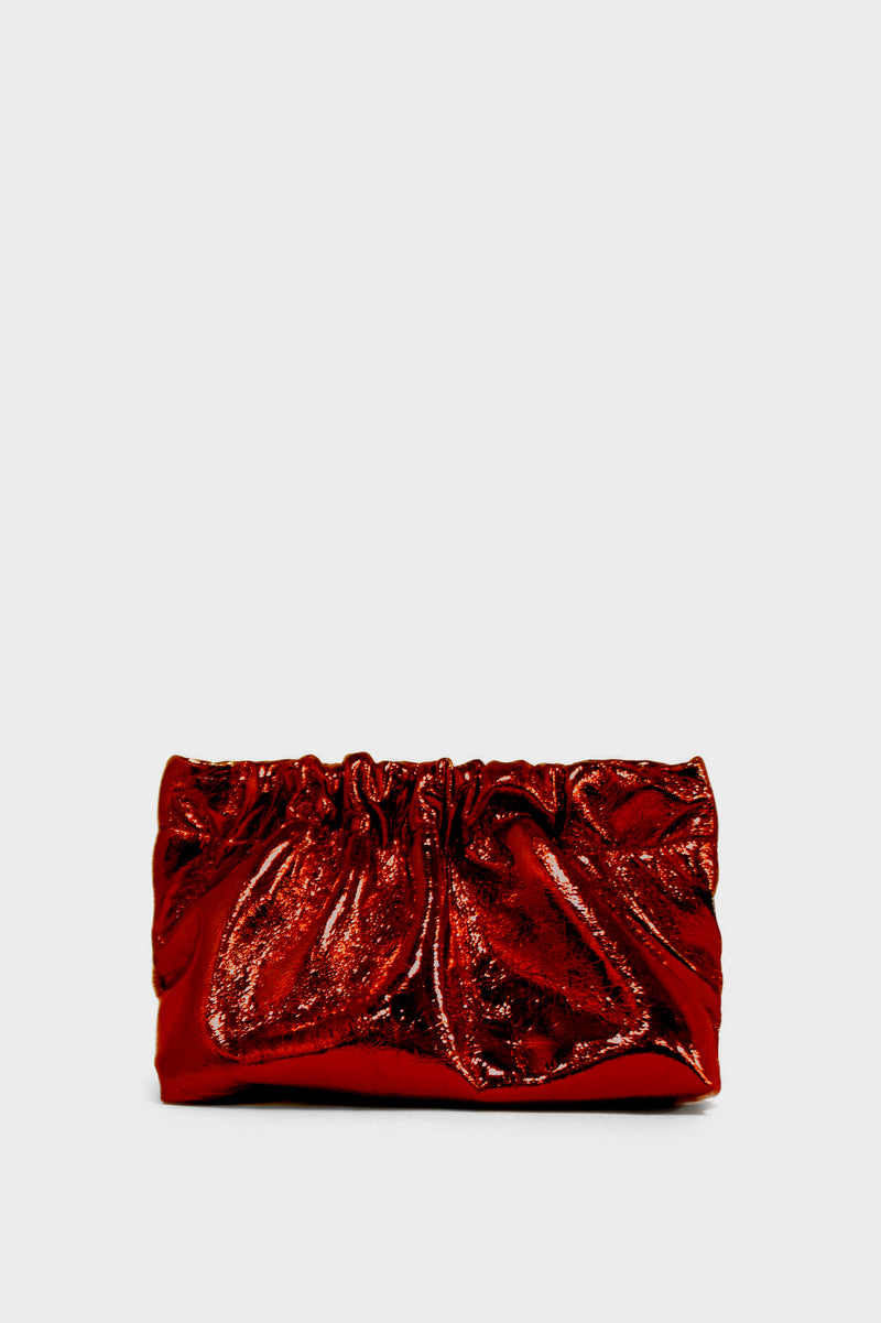 Mini Mellow Clutch in Metallic Red