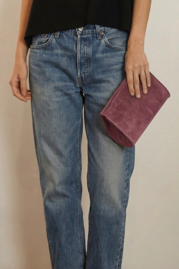 Mini Teardrop Clutch in Suede Plum