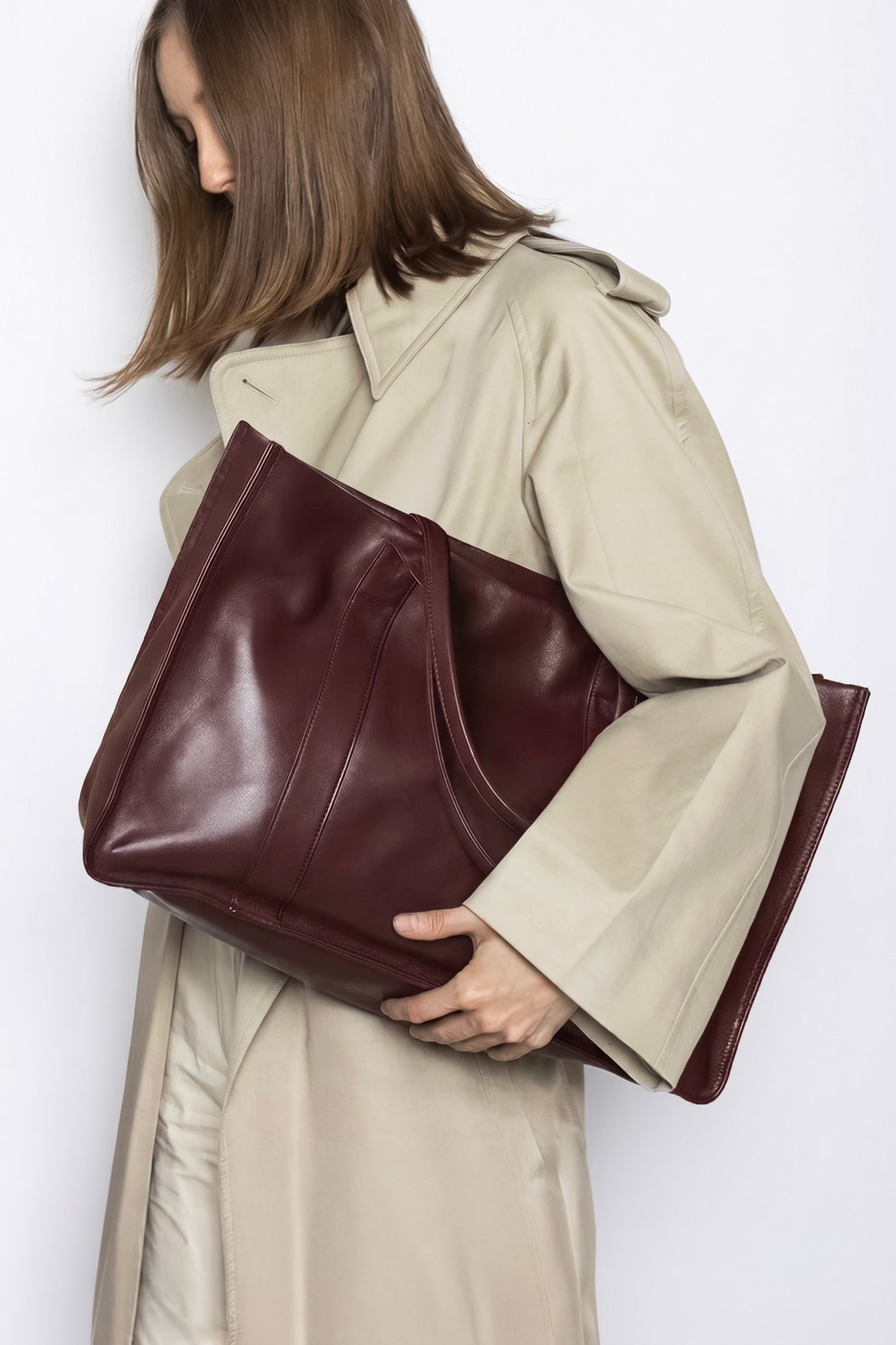 Original Grocer Tote Bag in Smooth Burgundy