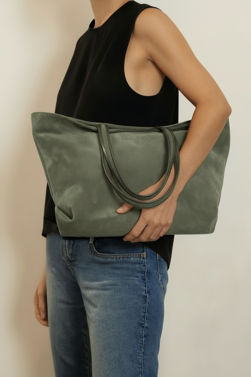 Simple Fold Tote in Suede Forest