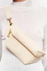 Oblong Crossbody Bag in White Wash