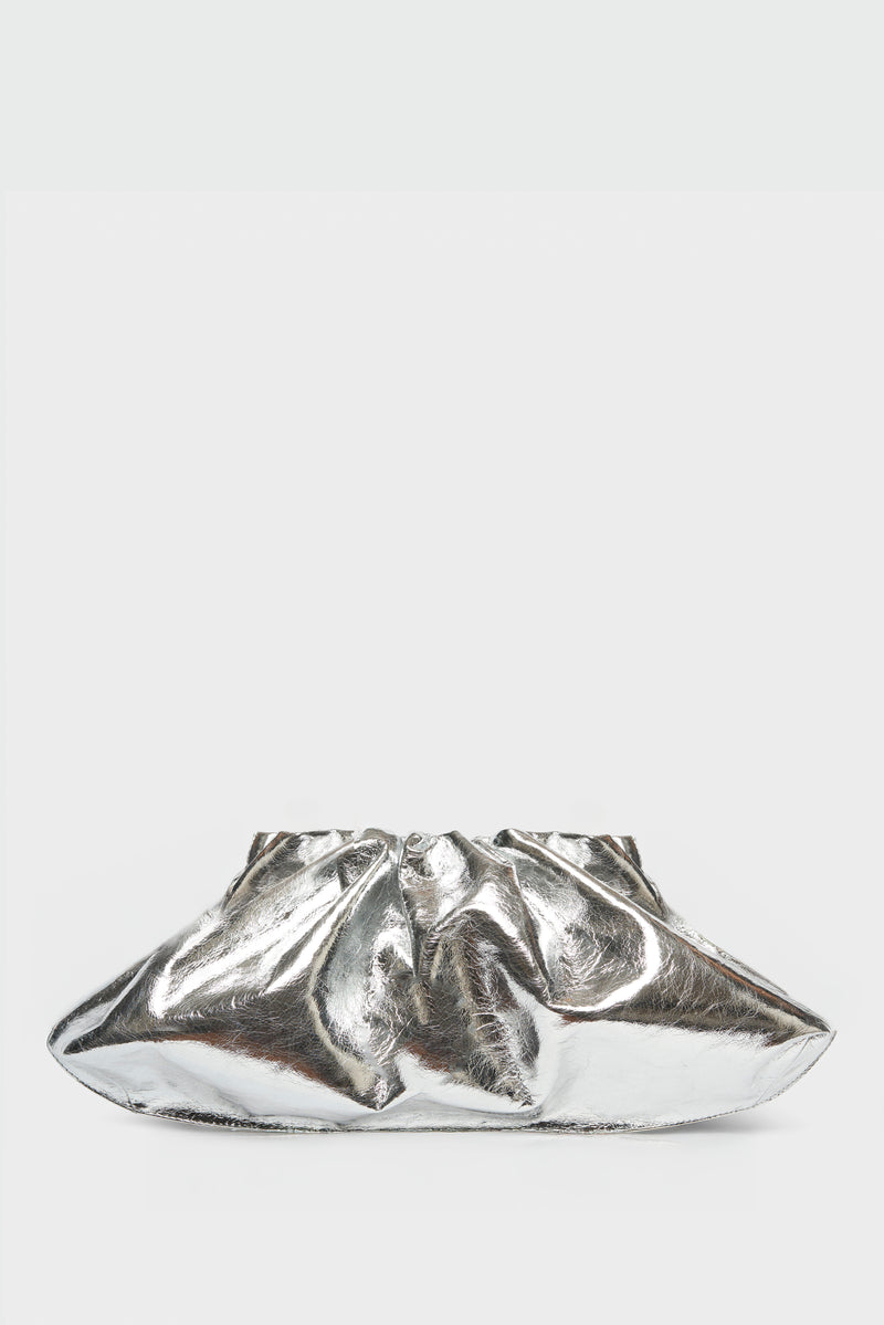Cloud Clutch Bag in Metallic Silver