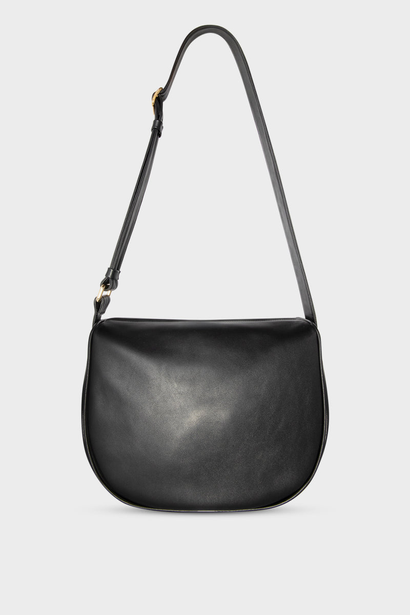 Saddle Crossbody Bag in Smooth Black