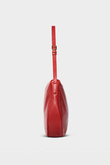 Large Saddle Shoulder Bag in Smooth Red