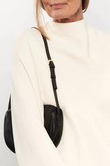 Mini Saddle Shoulder Bag in Smooth Black