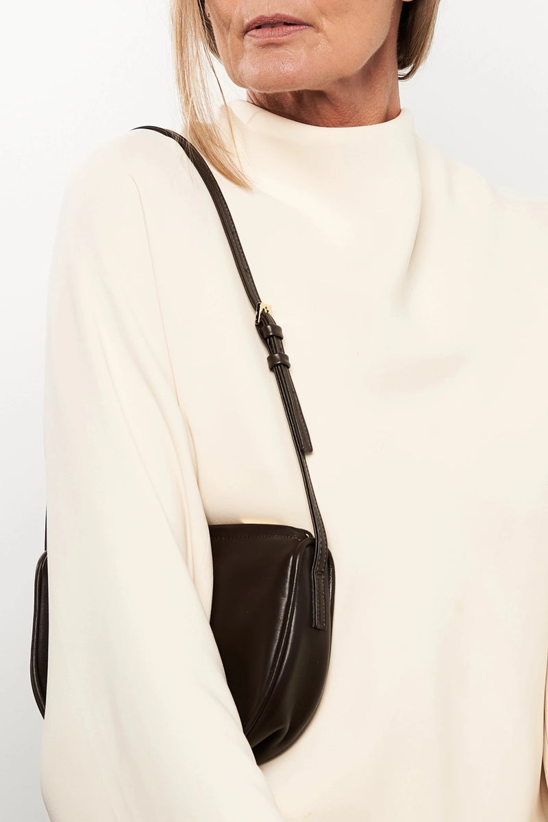 Mini Saddle Shoulder Bag in Smooth Dark Brown