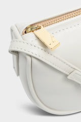 Mini Saddle Shoulder Bag in Smooth Off White