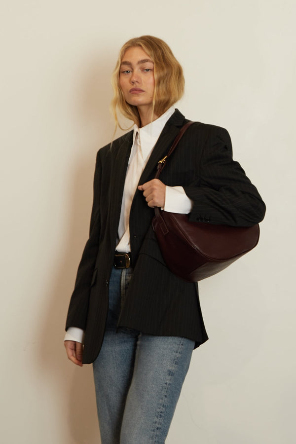 Saddle Shoulder Bag in Smooth Burgundy