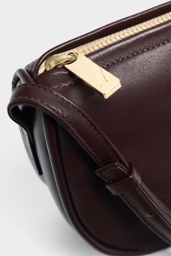 Mini Saddle Shoulder Bag in Smooth Burgundy