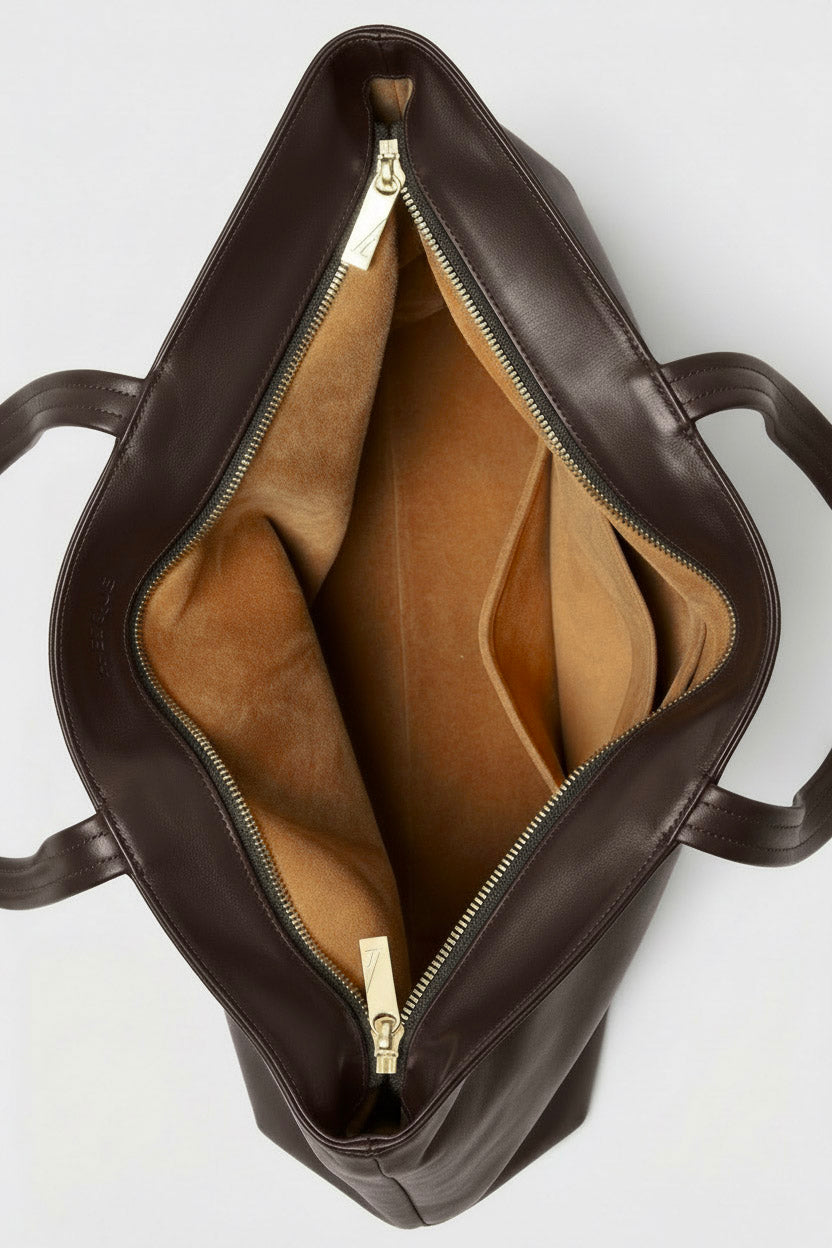 Simple Fold Tote in Smooth Dark Brown