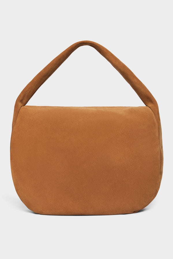 Slimline Halo Shoulder Bag in Suede Tan