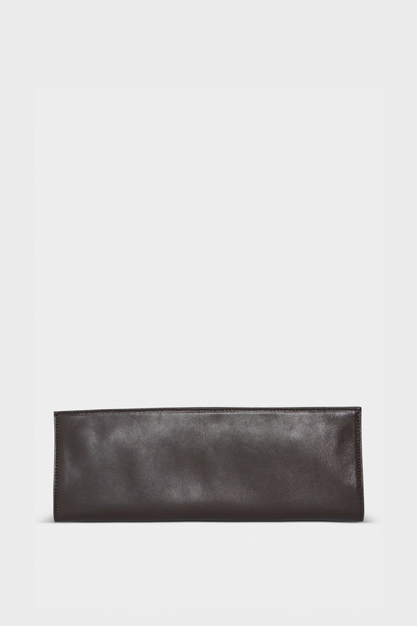 Small Handle Clutch in Smooth Dark Brown