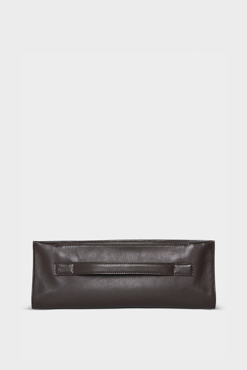 Small Handle Clutch in Smooth Dark Brown