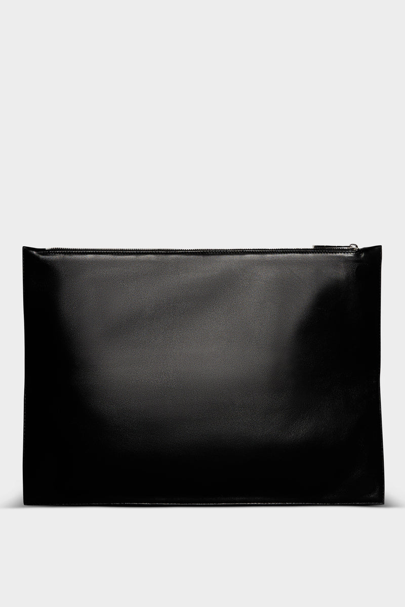 Black leather pouch clutch sale