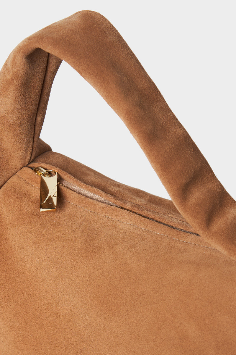 Slimline Halo Shoulder Bag in Suede Tan