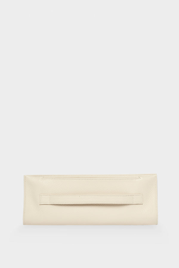 Small Handle Clutch in Grain White Wash