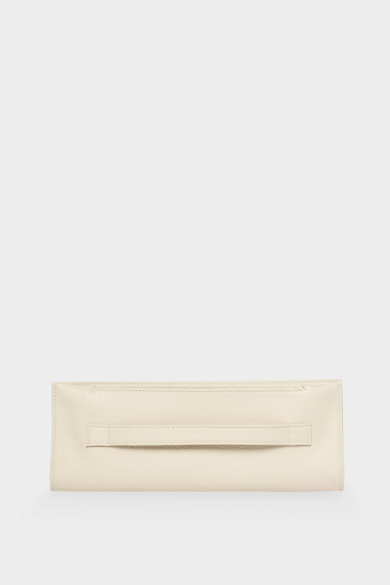 Small Handle Clutch in Grain White Wash