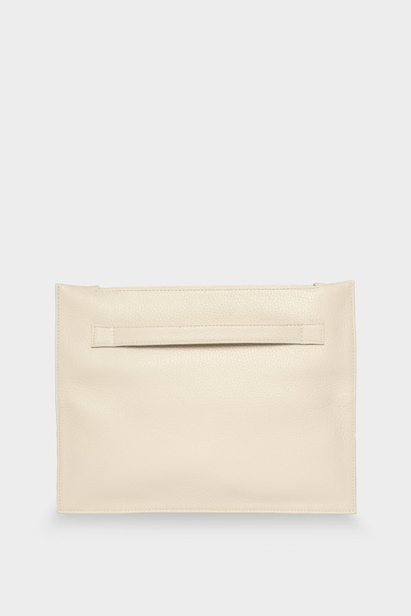 Small Handle Clutch in Grain White Wash