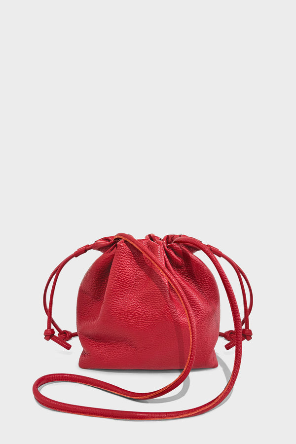 Small Draw Cross Body Bag in Grain Red