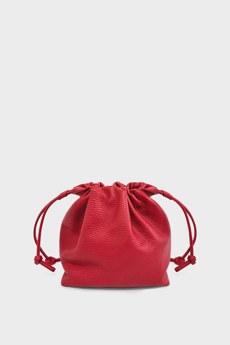 Small Draw Cross Body Bag in Grain Red