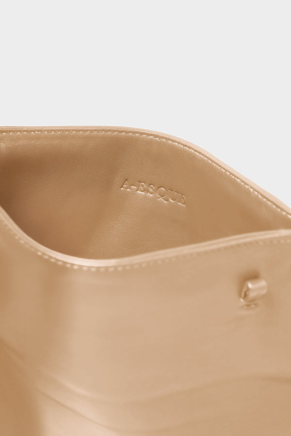 Small Handle Clutch in Smooth Beige
