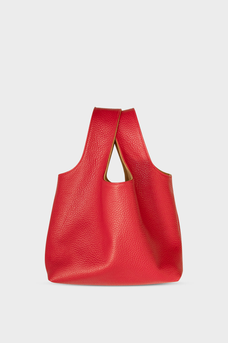 Small Reversible Sack Handbag in Grain Red