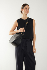 Saddle Crossbody Bag in Smooth Black