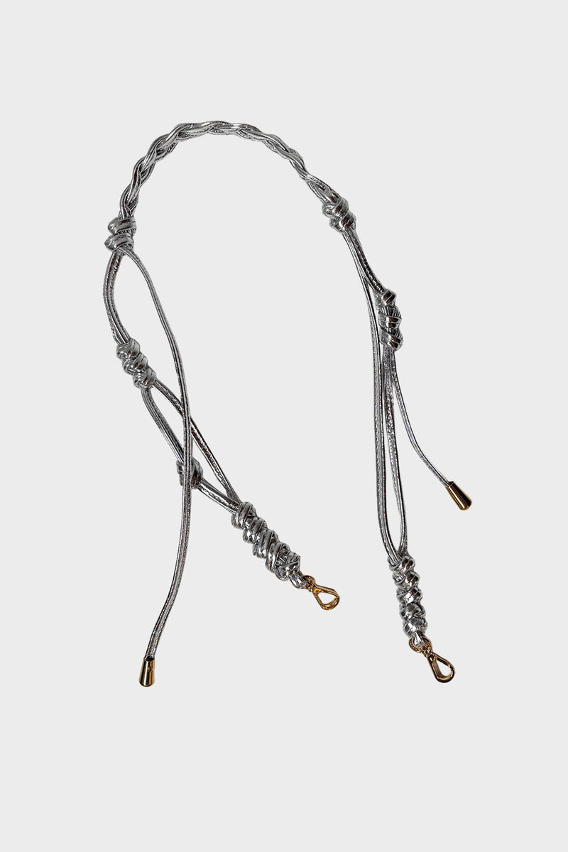 Short Braided Strap in Metallic Silver