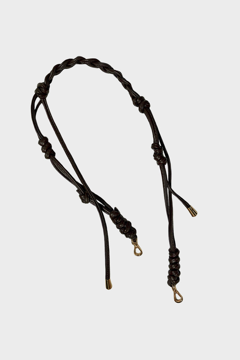 Short Braided Strap in Smooth Dark Brown