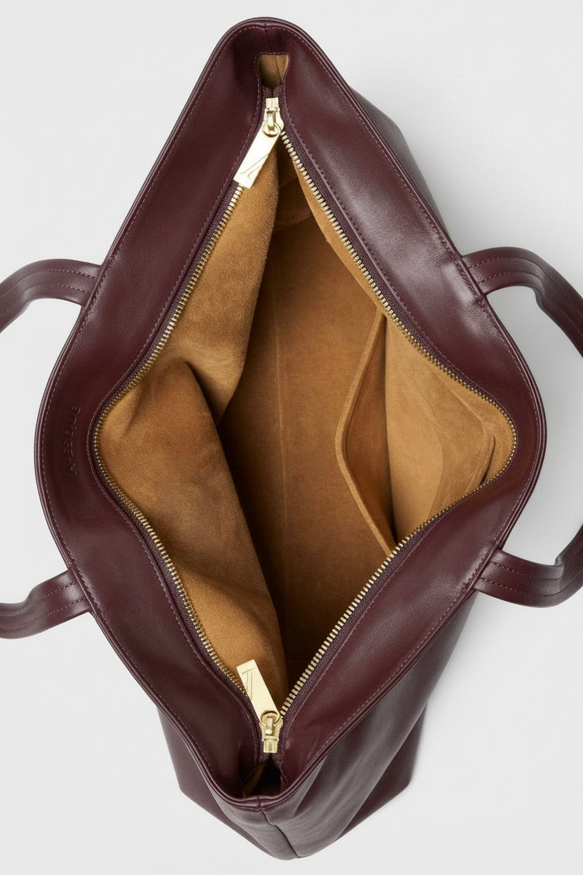 Simple Fold Tote in Smooth Burgundy
