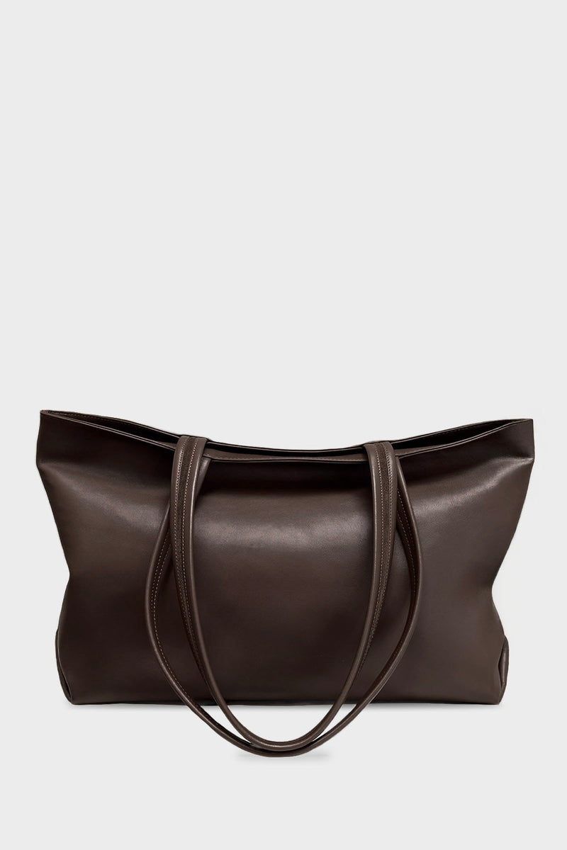 Simple Fold Tote in Smooth Dark Brown