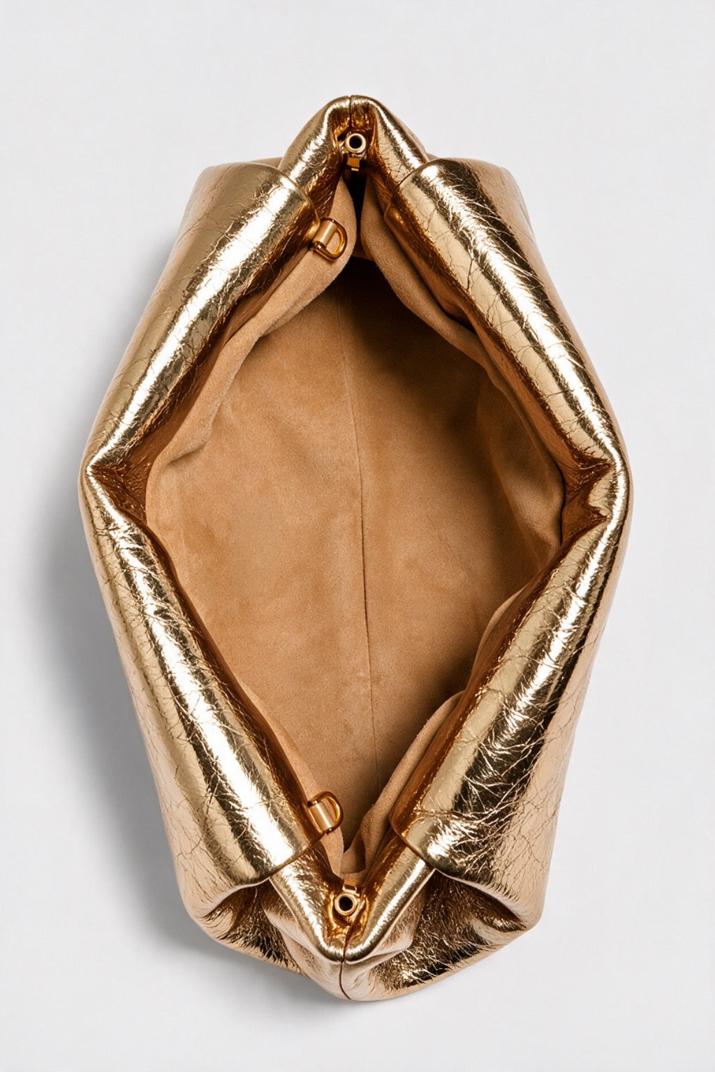 Slim Curve Clutch in Metallic Gold
