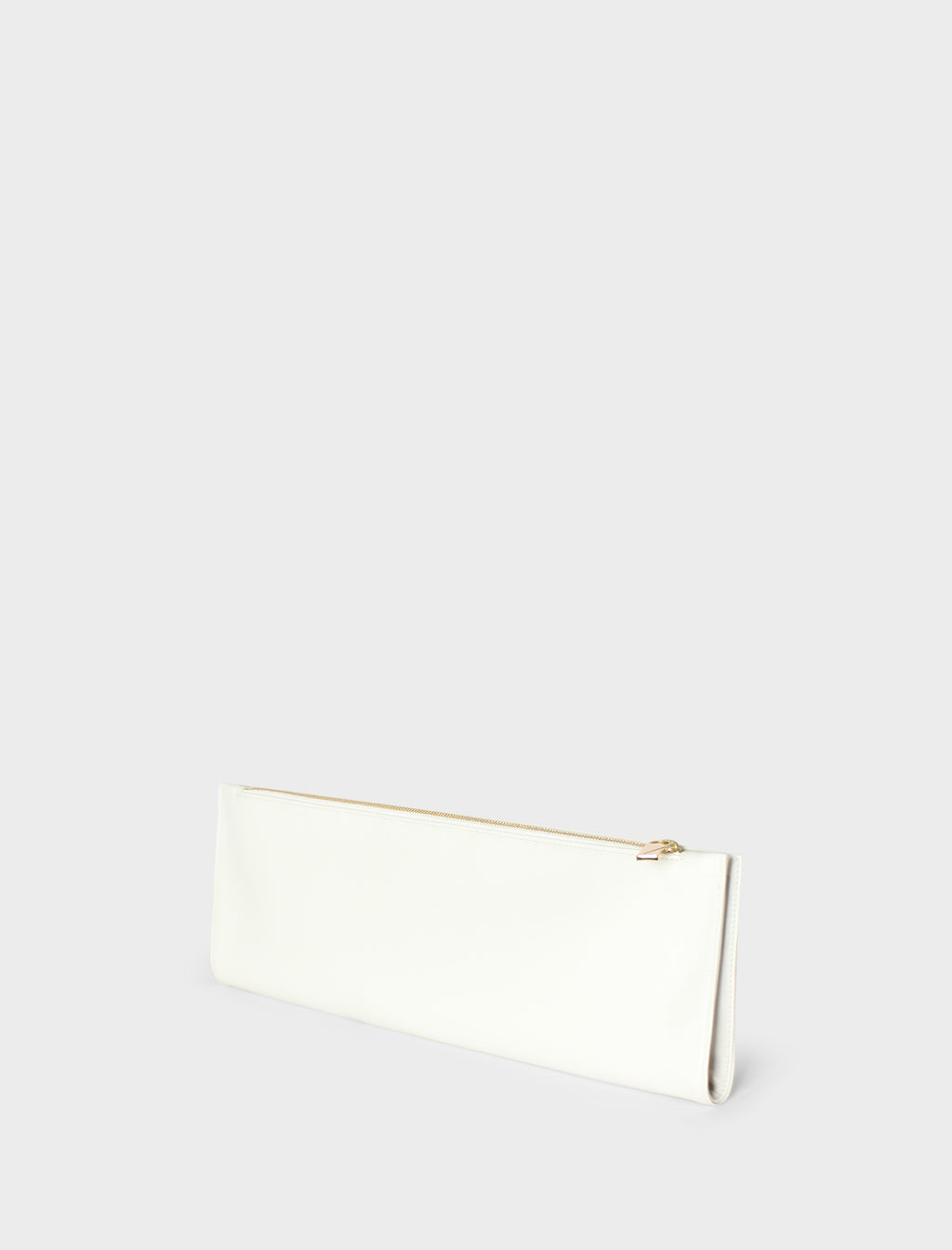 A side image of the slimline clutch pouch. The handbag is folded and looks like a long wallet. It's suited as a party clutch or a casual pouch or purse.