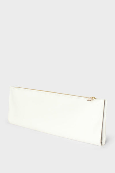 A side image of the slimline clutch pouch. The handbag is folded and looks like a long wallet. It's suited as a party clutch or a casual pouch or purse.