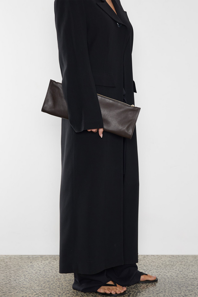 Slimline Clutch Pouch in Smooth Dark Brown