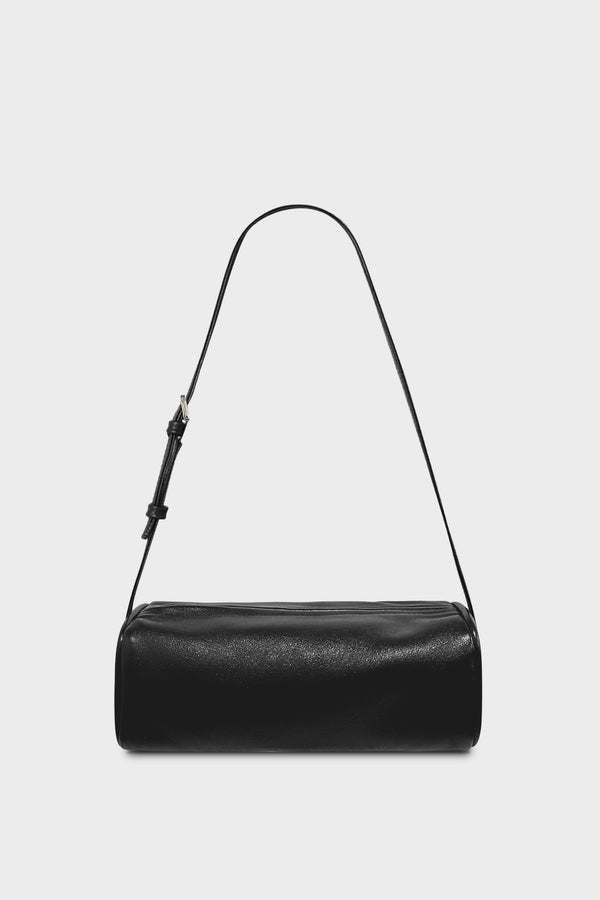 Small Barrel Shoulder Bag in Smooth Black