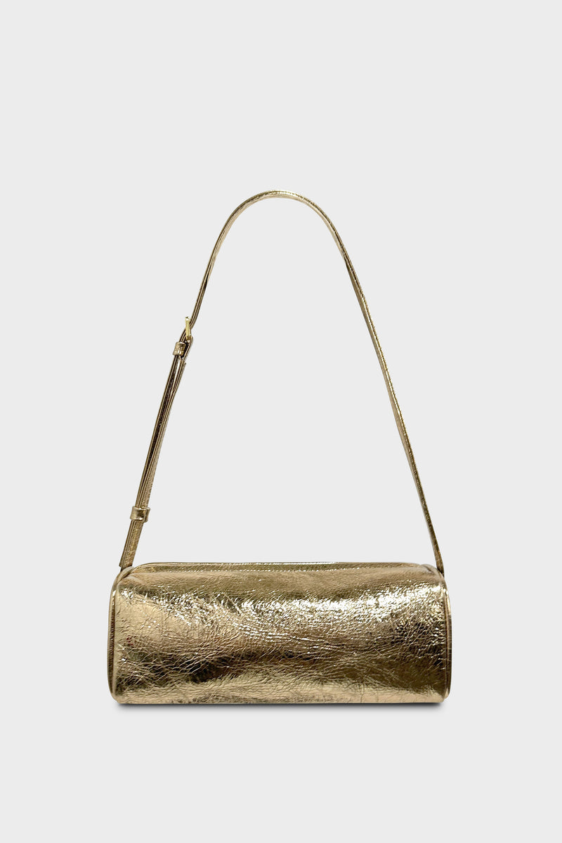 Small Barrel Shoulder Bag Metallic Gold