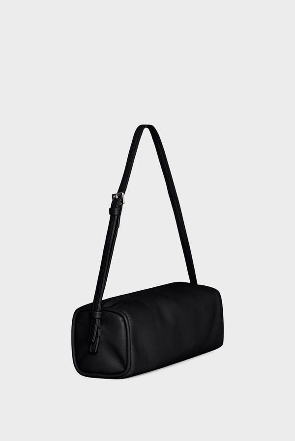 Small Barrel Shoulder Bag in Smooth Black