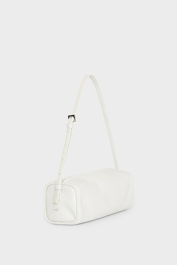 Small Barrel Shoulder Bag in Smooth Off White