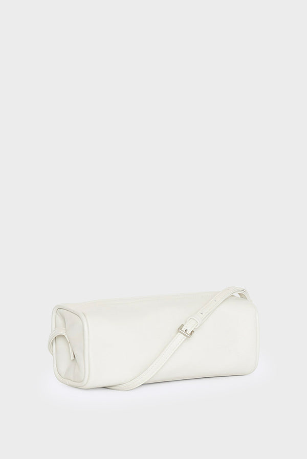 Small Barrel Shoulder Bag in Smooth Off White