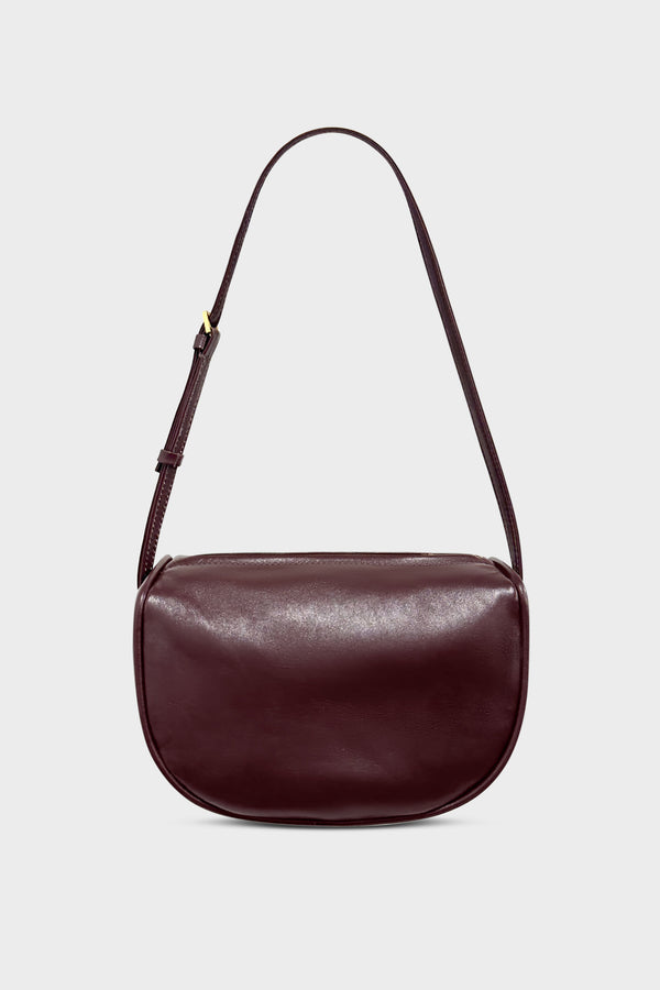 Small Saddle Shoulder Bag in Smooth Burgundy