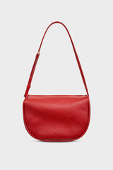 Small Saddle Shoulder Bag in Grain Red